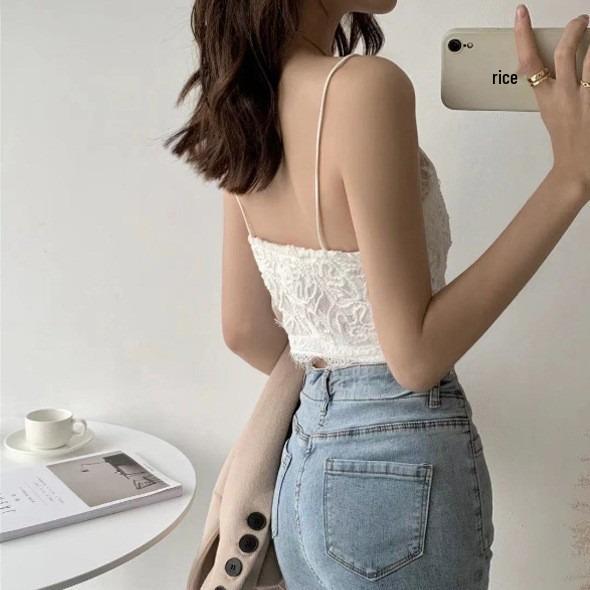 Spicy Girl Summer Wenwen Lace Camisole Bralette with Chest Pad