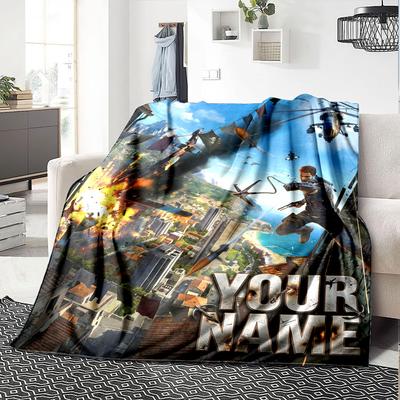Name Custom Just Cause Print Flannel Blanket High Quality Warm Comfortable Cover for All Seasons Perfect for Gifts Home Decor