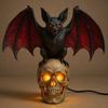 Gothic Bat Skull Wall Lamp 3D Skeleton Design Halloween Night Light Spooky Ambiance Light Horror Gift