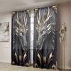 2 шт., черно-золотые 3D-шторы с изображением величественного дракона-тотема - полузатемняющие - подходят для гостиной, спальни, кухни, домашнего декора