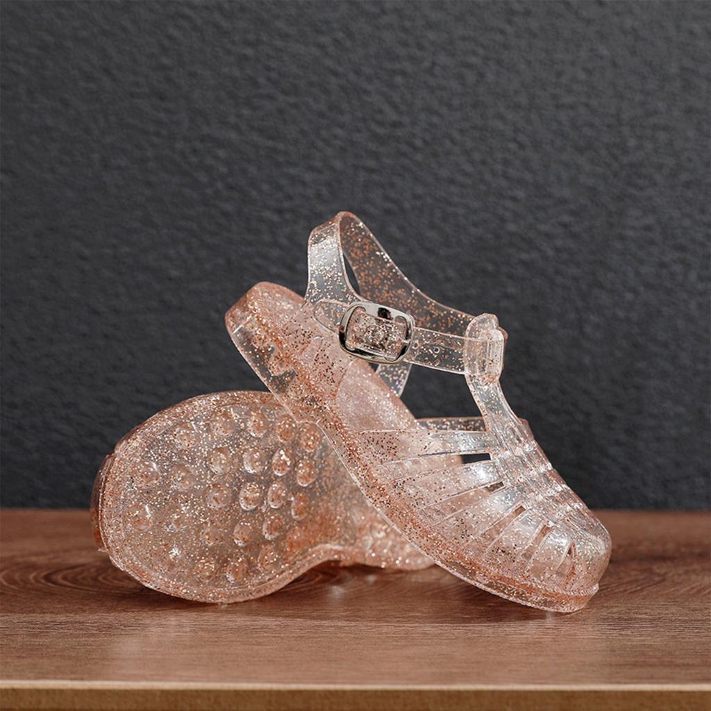 Детские сандалии для летнего ношения, хрустальные туфли, полые и дышащие, детские туфли с дырочками, с пряжкой, сандалии для девочек среднего и большого размера