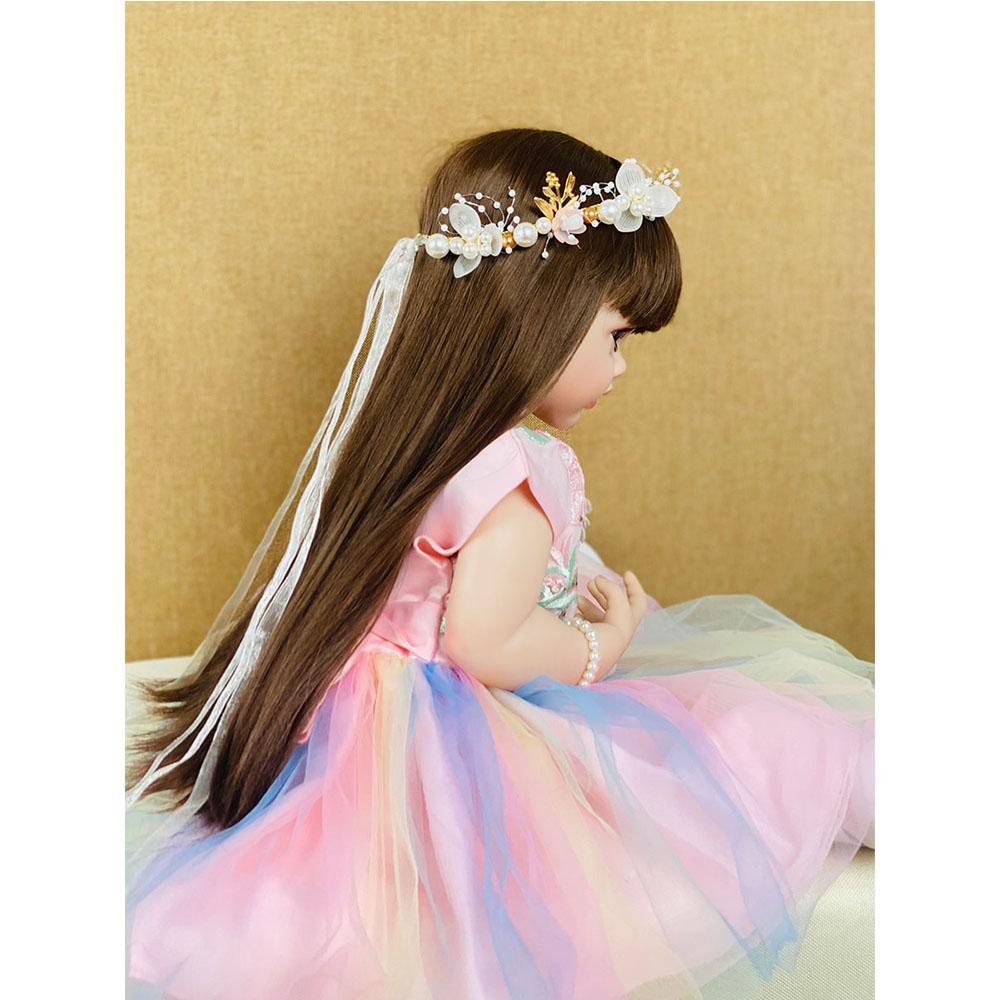 55 см 22 дюйма, кукла розового цвета, мягкая силиконовая виниловая кукла Reborn для маленьких девочек, принцесса Бетти с длинным париком, волосы, куклы, игрушки