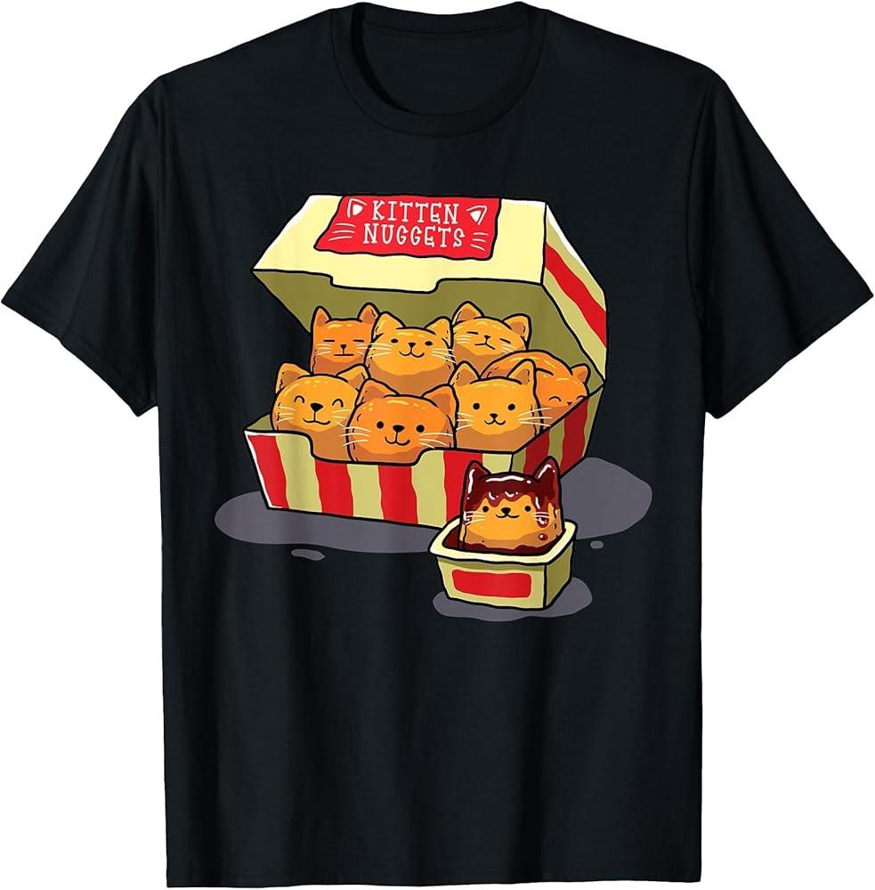 Kitten Nuggets Food Pun Cat Lover Gift Chicken Nuggets UnisexAdults TShirt Bla Unisex T-Shirt