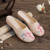 Тканевый носок универсальная вышитая сумка голова льняные тапочки низкий каблук этнический стиль туфли для мамы повседневные домашние домашние женские туфли