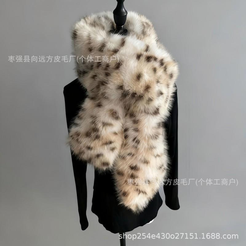 Leopard Print Faux Fur Scarf Warm Winter Shawl Fashion Street Style