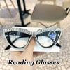 Роскошные оправы для очков для чтения «кошачий глаз» с бриллиантами, очки для пресбиопии с защитой от синего света, модные очки, дизайнерские очки
