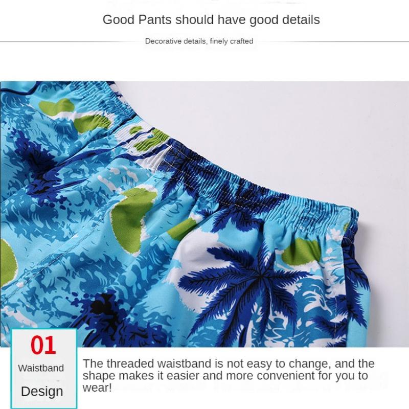 Пляжные брюки Мужские быстросохнущие свободные тонкие четверти шорты Спортивные повседневные брюки с цветочным принтом