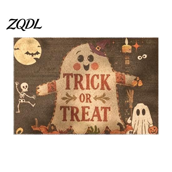 Anti Slip Rubber Backing Mat 3D Halloween Entrance Rug, Spooky Welcome Absorbent Doormat, Easy Clean Floor Runner Non-Slip Diatomaceous Earth Rug for