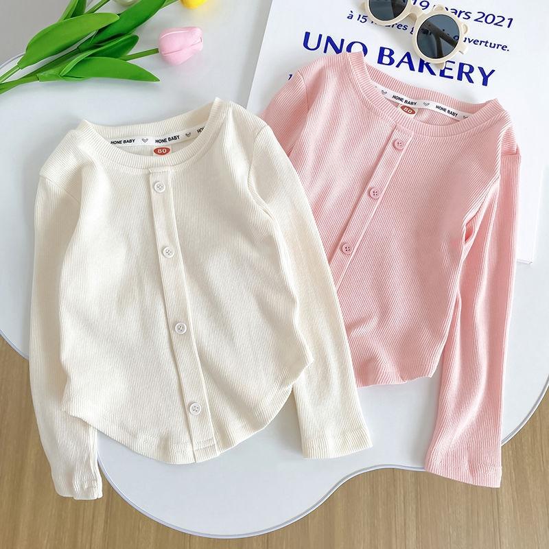 Children's T-Shirts Slim Top Solid Color Fashion Breasted T-shirt Long Sleeve Girls Play Undershirt Kids Clothes for Girls