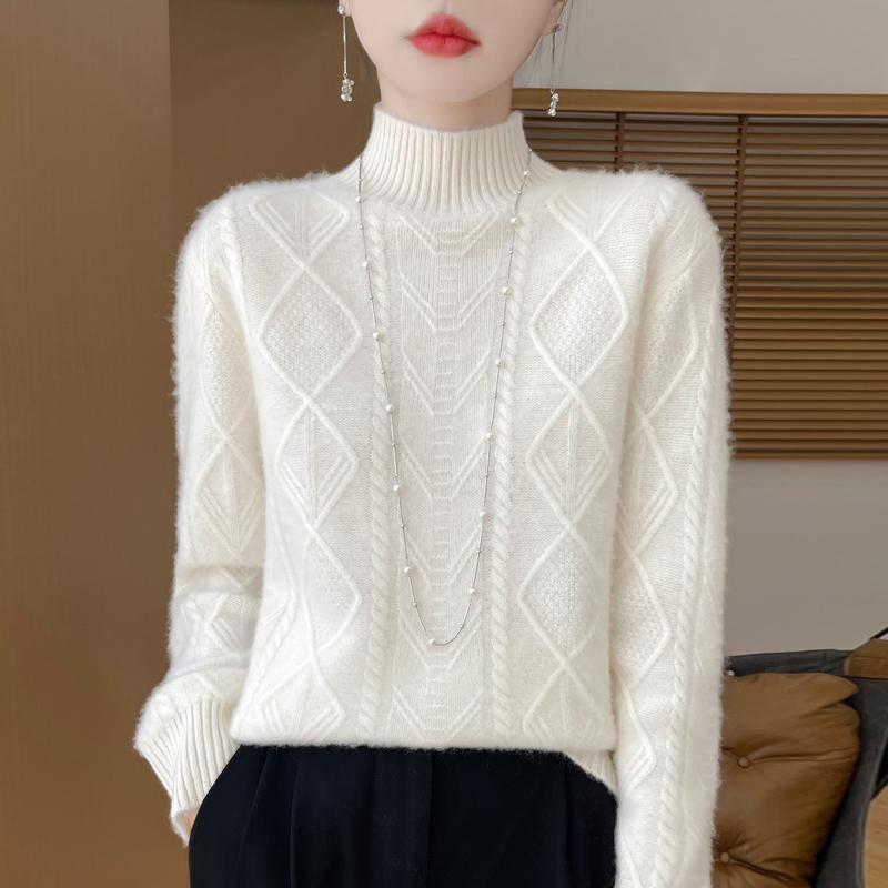 Women Sweater 100% Wool MODERN NEW SAGA Turtleneck Knit Pullover Thick Winter Jumpers Female Knit Tops
