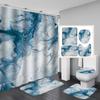 4Pcs Luxury Marble Shower Curtain Sets Bathroom Decor Sets with 12 Hooks Bath Mat Toilet Lid Rug and Non-Slip U Shape Mat