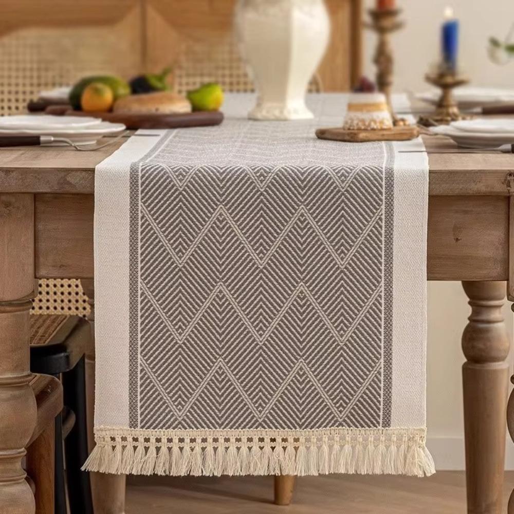 Home Decor Nordic Style Table Runner with Tassel Waterproof Table Cloth Polyester Washable Table Cover Festival