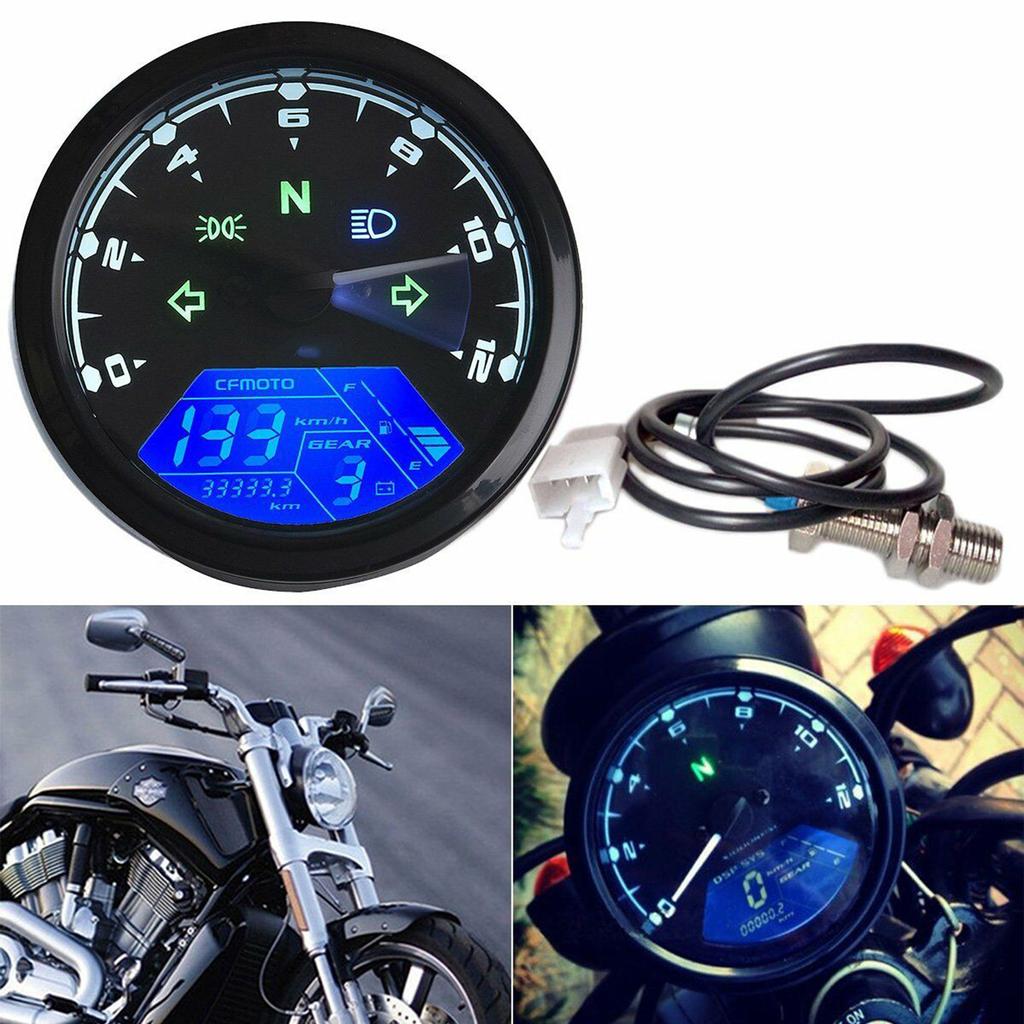 12000RPM 6 Gear Universal Motorcycle LCD Digital 199km/h Speedometer Odometer Backlight Motorcycle