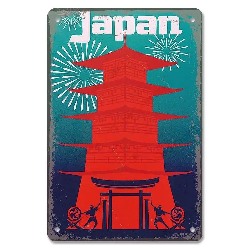 Путешествия Города Табличка Металлические Знаки Винтажный Плакат Япония Таиланд Италия Пейзаж Ретро Тарелка Искусство Живопись Домашний Бар Паб Клуб Декор