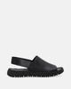 Black Genuine Leather Sandals with Grooved Soles Black Genuine Leather Sandals with Grooved Soles 36