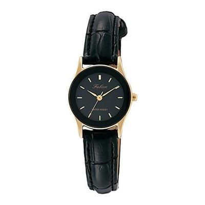 [Citizen Q&Q] Часы аналоговые водонепроницаемые с кожаным ремешком QA37-102 женские черные