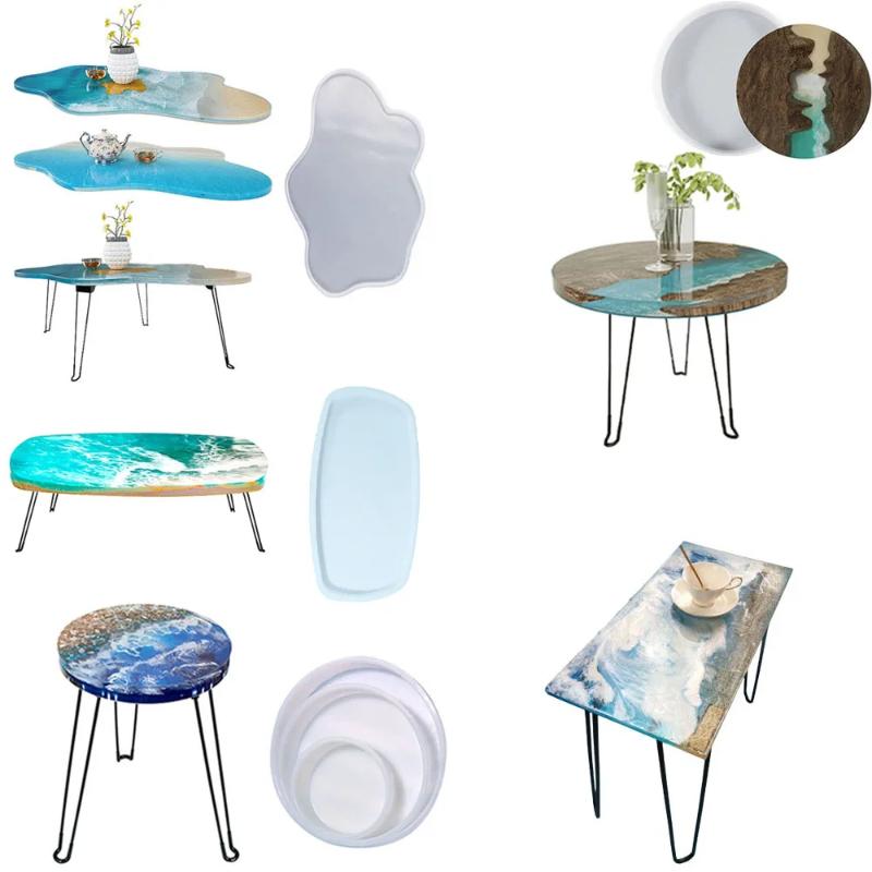 Large River Table Silicone Mold Irregular Round Rectangle Epoxy Resin Mirror Mould for Home Party Decor