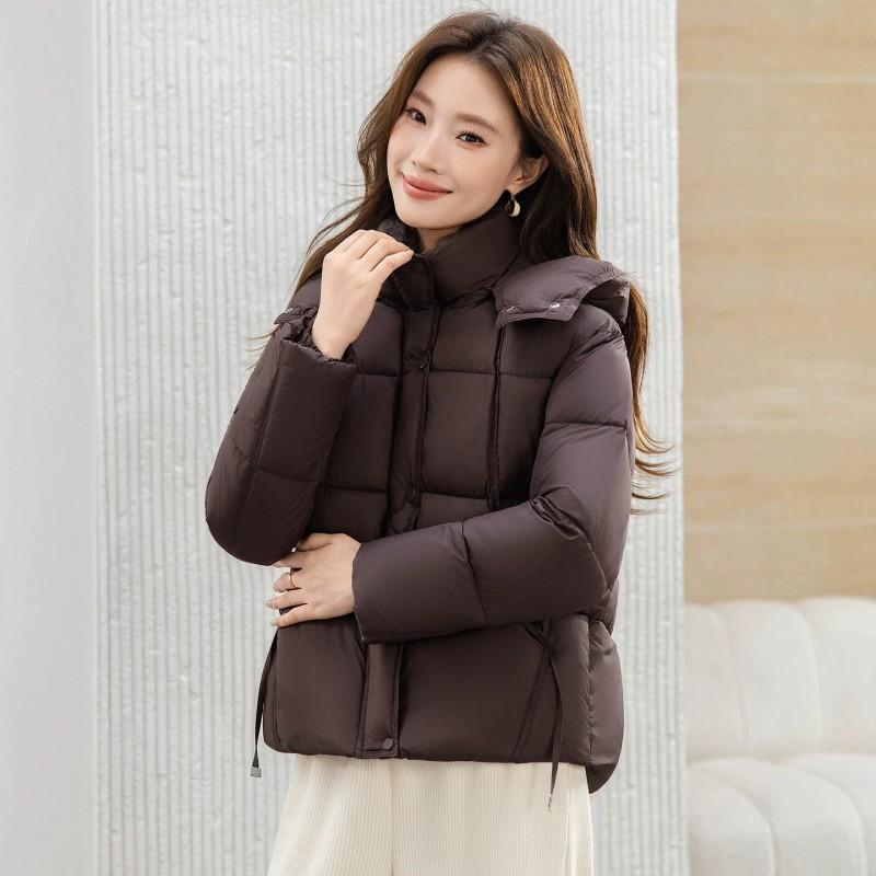 Womens Short Puffer Jacket 2026 Winter Hooded Cotton-Padded Coat Loose Fit Warm Outerwear