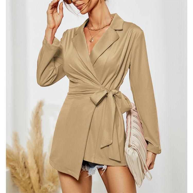 DAFIFY Женская мода осень-зима сплошной цвет печати с длинным рукавом ПОЛО шеи Высокая талия повседневные платья