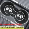 For Tesla Model 3 Highland Center Control Water Cup Holder Pad Soft Anti-slip Coaster Mat Model X S 2023 Modified Accessories