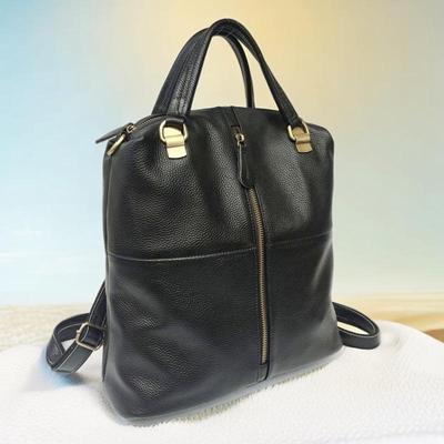 Женский черный рюкзак из натуральной кожи - Модный, Универсальный, Мягкая сумка через плечо из коровьей кожи на 2025 год