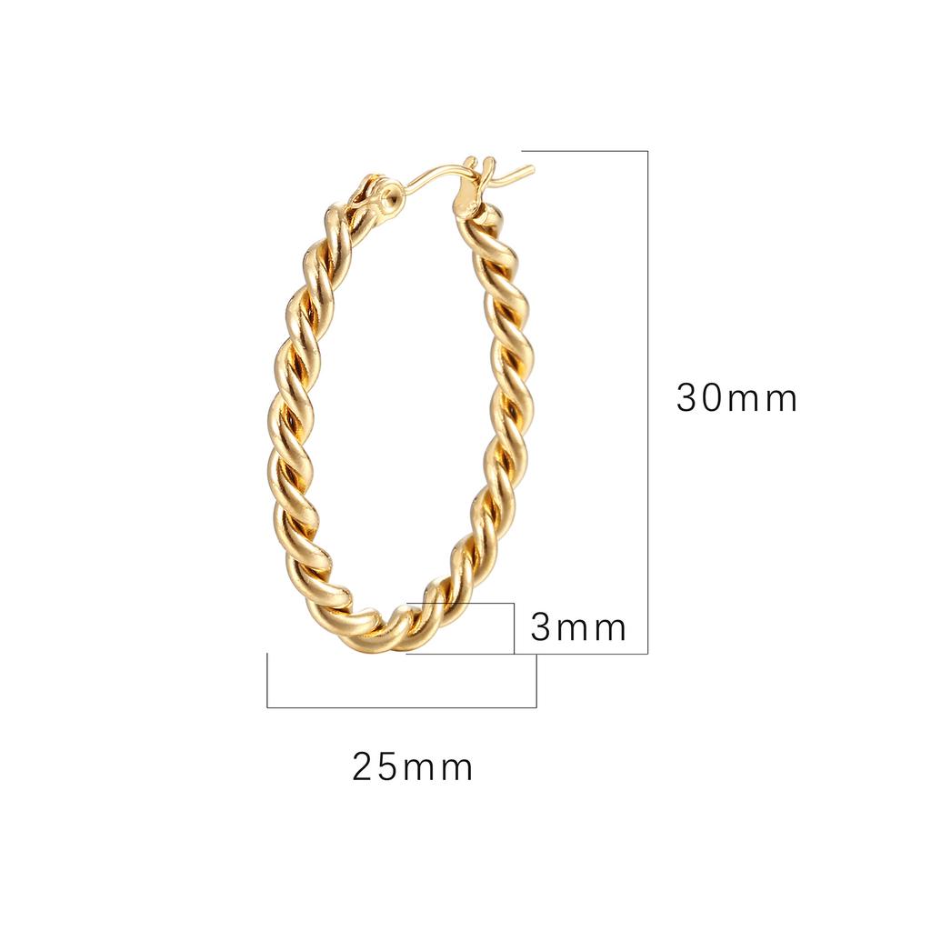Стильные серьги-кольца Catwalk Gold Twist, простые, из нержавеющей стали, с вакуумным покрытием, 18-каратное золото