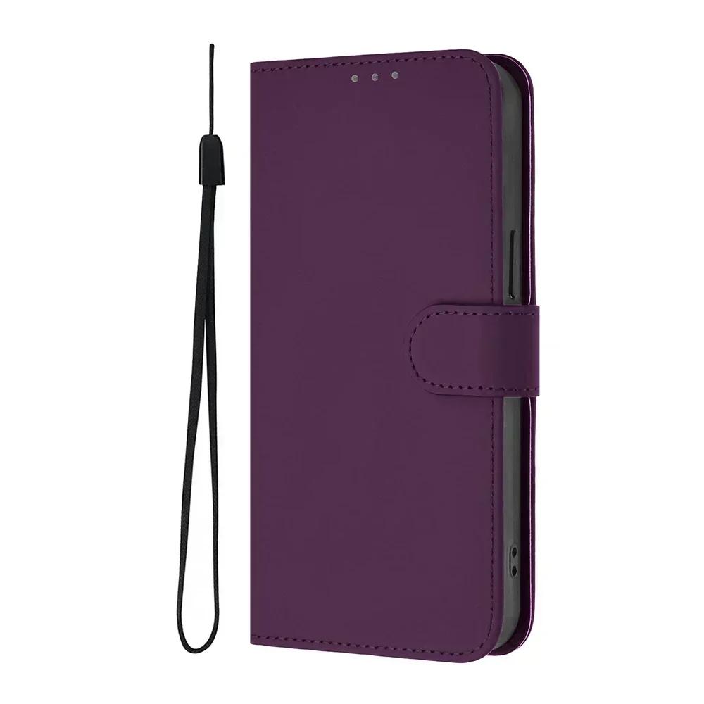 Solid Color Wallet Case for Tecno Pova 6 5 Neo 3 Spark 10 9 Pro 10C 9T 8C Shockproof Kickstand Card Slot Strap Phone Cover