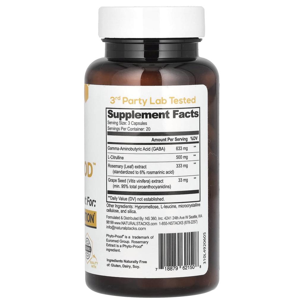 Natural Stacks Gaba Brain Food, 60 Veggie Capsules