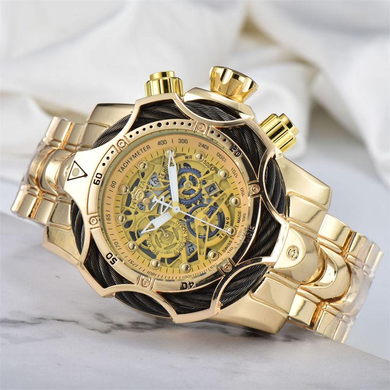 Мужские часы с большим циферблатом, стальным ремешком, спортивные кварцевые часы, модные наручные часы для улицы GZW