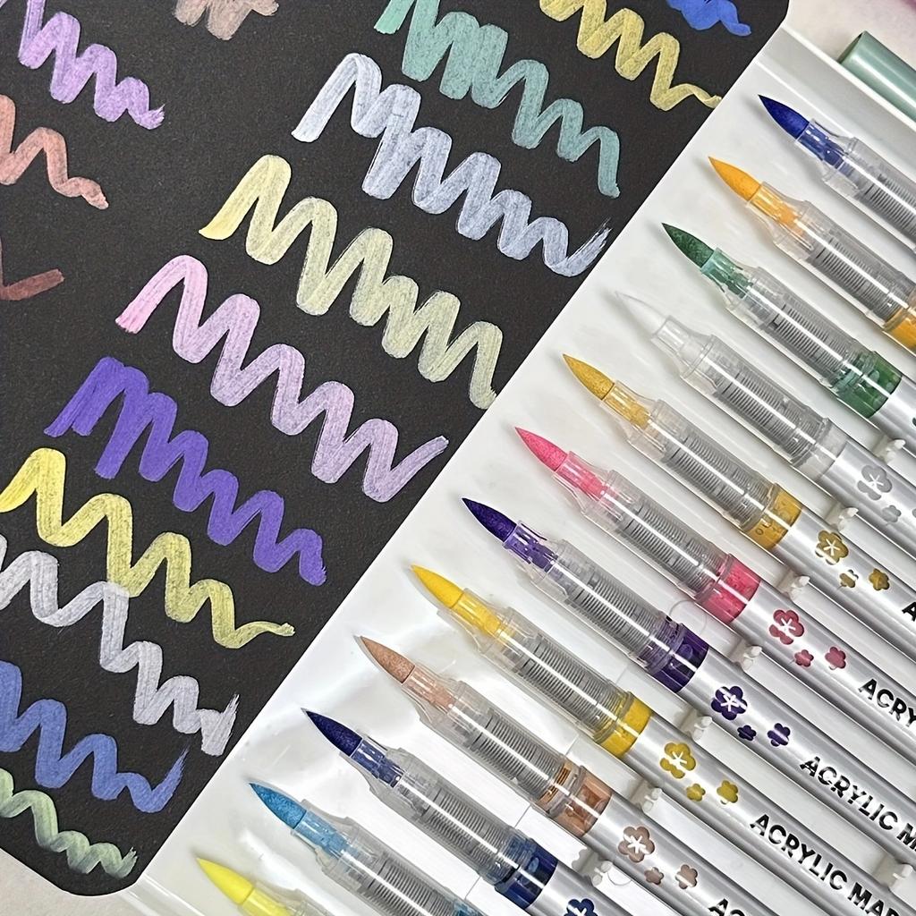 48 цветов Прямые Жидкие Акриловые Маркеры с Мягким Кисточным Наконечником - Не растекаются, Наслаиваемые, для Ткани, Холста, Камня