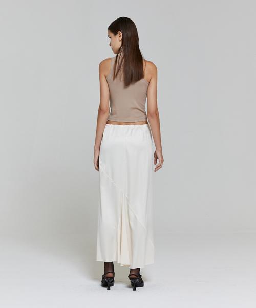 Lady Volume Strap Silk Skirt_Cream