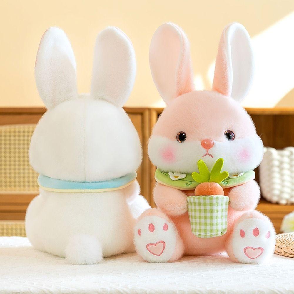 With Bib Bunny Animal Plush Doll Soft Adorable Bunny Dolls Carrot Rabbit Plush Toys  Children Girl