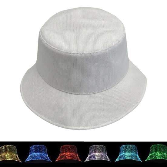 LED Fisherman Hat Neon Rave Bucket Cap 7 Colors Glow In The Dark USB Rechargeable EDM Festival Gear