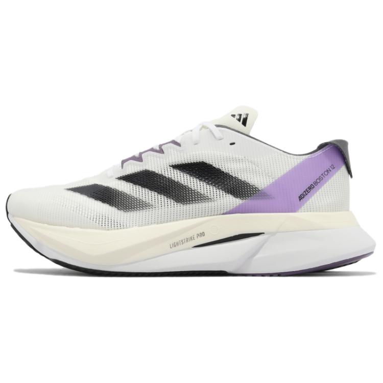 adidas Adizero Boston 12 White Shadow Violet Женские кроссовки Cloud-White Core-Black ID6900