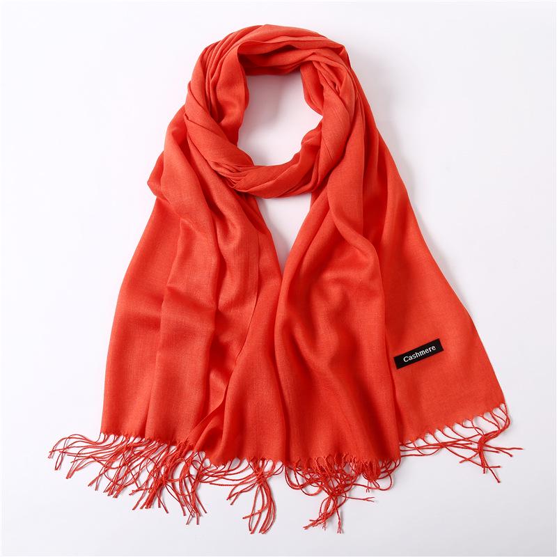 2024 Autumn And Winter Imitation Cashmere Scarf Solid Color Fashionable Versatile Warm Shawl Tassel Scarf