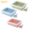 Rectangle Semi-Closed Anti-Splash Pet Cat Litter Box Case Toilet Tray with Scoop Lovely Pet