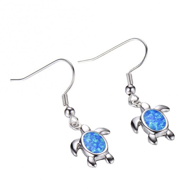 Earrings Blue Opal Turtle Earrings, Earrings Versatile