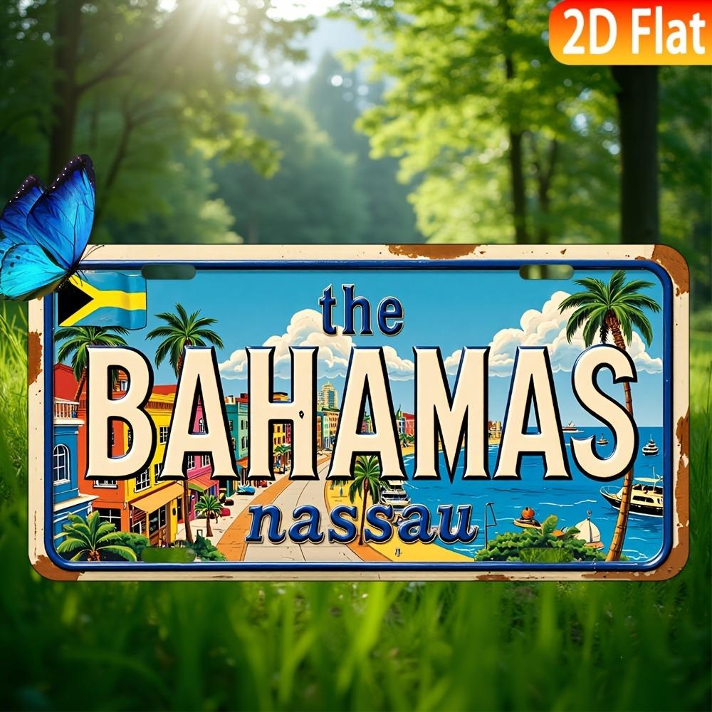 DFlatpc Vintage Bahamian Flag Palm Tree Design with Nassau Bay Cruise PortDurable Wall DecorationCaribbean Themed Gift