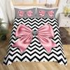 Pink Bow Three-Piece Quilt Cover 3D Digital Printing Bedding Set Bed Cover