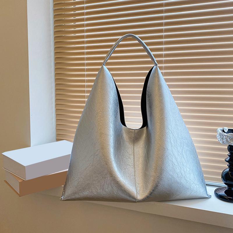 Большая вместительная серебряная брендовая сумка-хобо для женщин, роскошный дизайнерский кошелек из искусственной кожи, модная повседневная сумка-шоппер