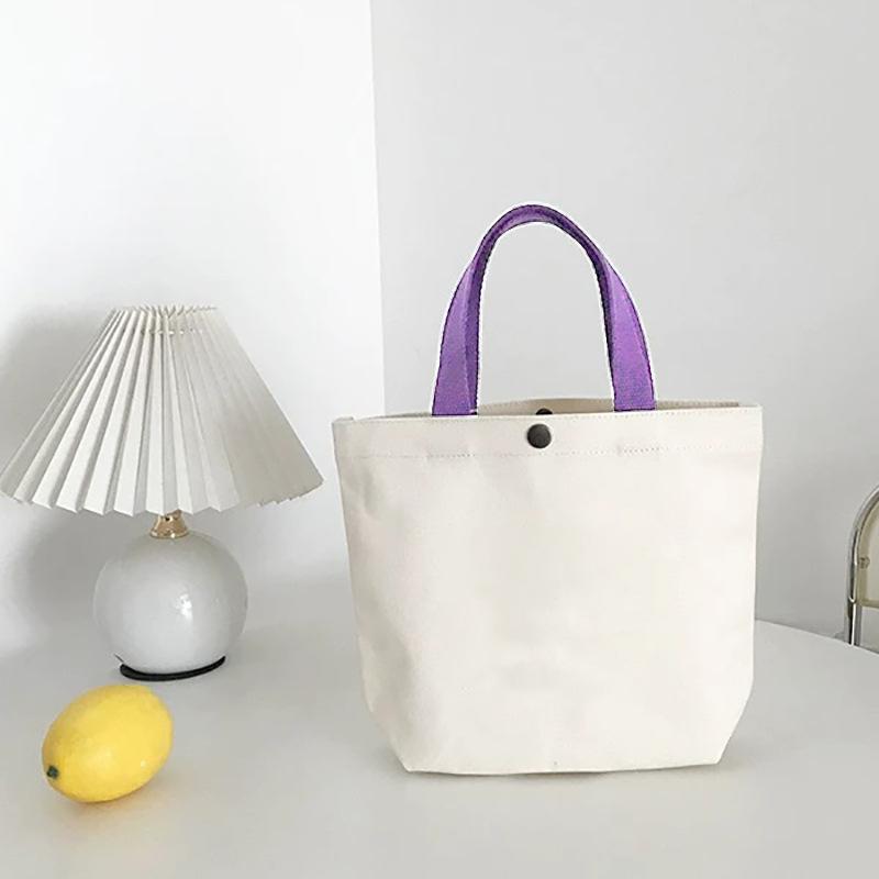 Make Hand-Held Canvas Bag Plus Snap Button Student Casual Shoulder Bag Shopping Bag