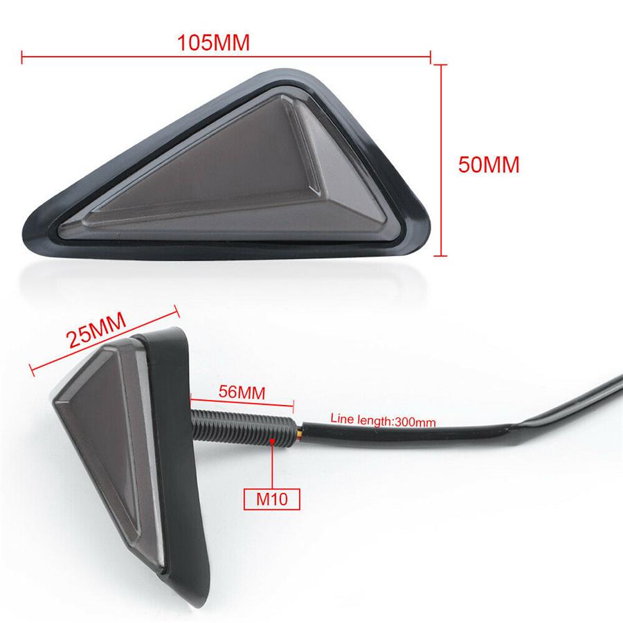 2Pair Motorcycle Triangle Led  Drl Running Indicator Light Turn Signal Braking Tail Light  Flush Mount  For Yamaha Honda