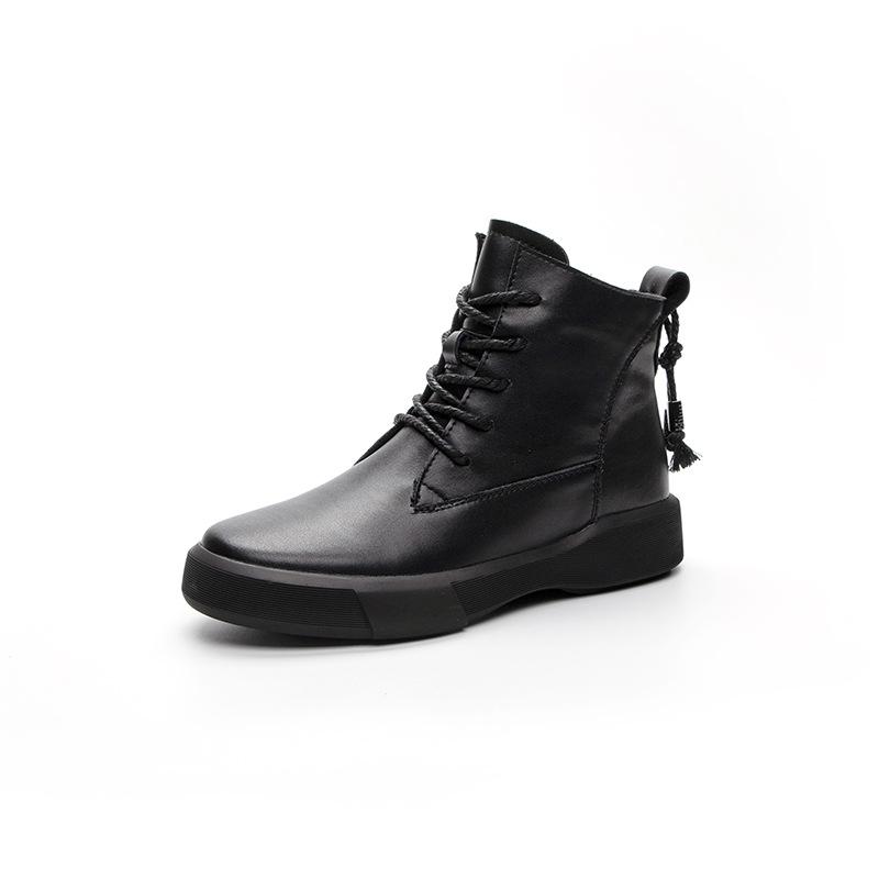 2025 Casual New Casual Boots Women's Flat-bottomed Large-size Martin Boots Student Versatile British Style Soft-soled Thermal Short Boots