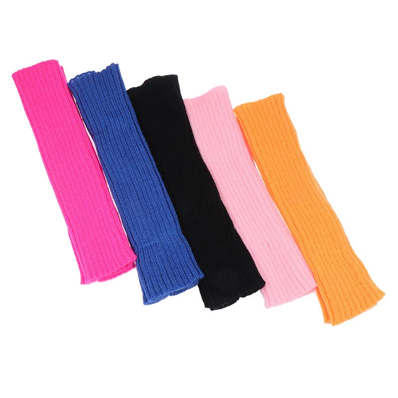 Женские вязаные теплые длинные перчатки без пальцев, зимние варежки с однотонными рукавами и рукавами, повседневная мягкая одежда для девочек, перчатки в стиле панк