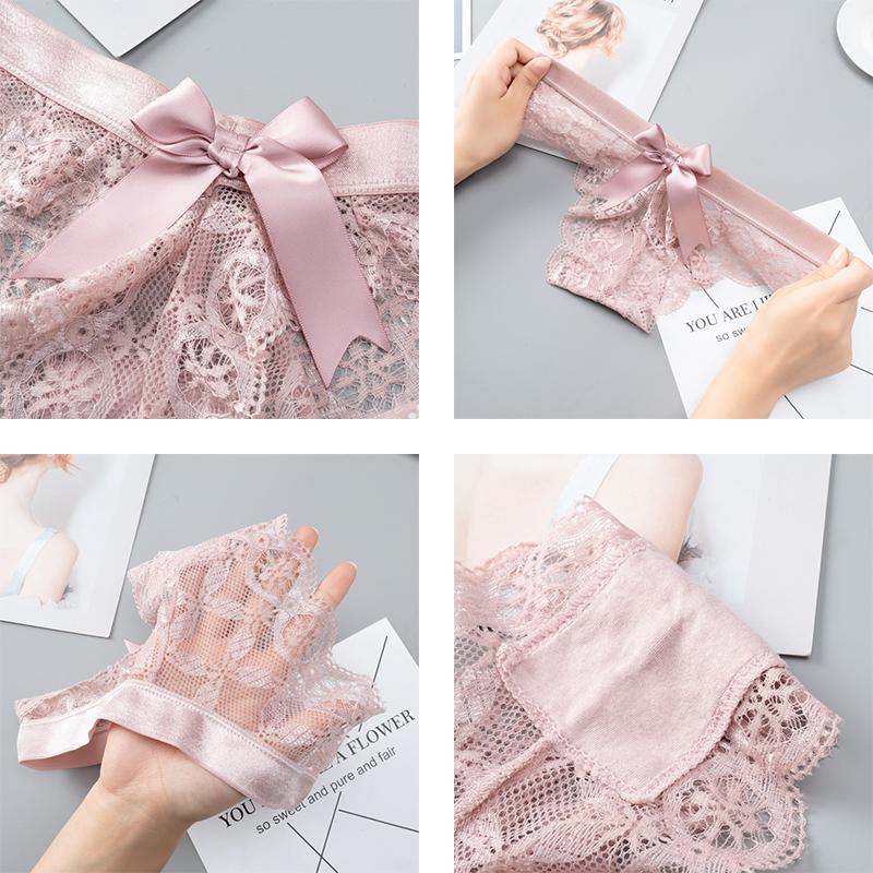 2 шт. женские сексуальные кружевные стринги с бантом и низкой талией, вышитые трусики, эластичное хлопковое нижнее белье