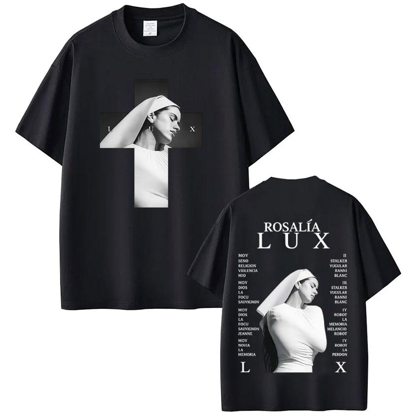Singer Rosalia Lux Album 2026 Tour Print Tshirt Unisex Women Fashion Tshirt Casual Cotton Vintage Loose Aesthetic Trendy Tshirts