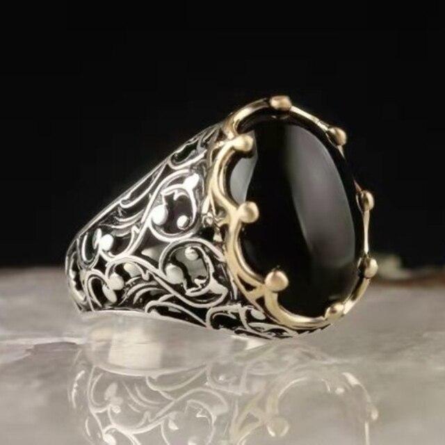 Новые ретро турецкие кольца ручной работы серебряного цвета для мужчин, винтажные резные кольца с узором орла, черные кольца с цирконием, панк-мусульманские украшения