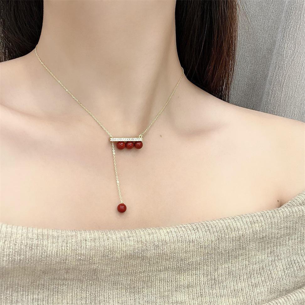 Ожерелье из циркониевого жемчуга с элегантной кисточкой - простая ретро-модная цепочка на ключицу