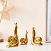 Snail Family Ceramic Finish Figures - Timeless Elegance for Home Décor | Handcrafted Detailing, Durable Ceramic Materials (Golden Set of 3 Pieces)