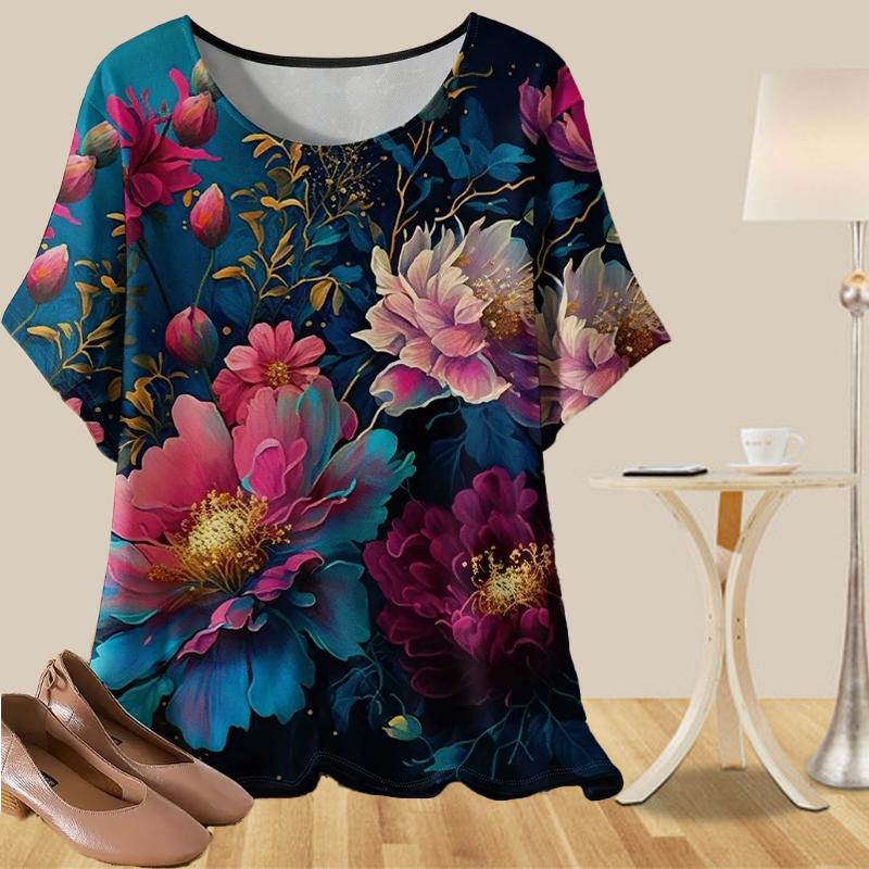 Женская повседневная свободная весенняя рубашка, женские топы с коротким рукавом и принтом в виде стрекозы